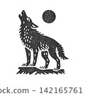 Wolf Howling at the Moon Icon Tribal Style Vector Illustration Wild Animal Tattoo Symbol 142165761