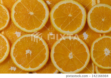 Fresh Orange Round Slices Pattern Background Fresh Orange Round Slices Pattern Background 142166984