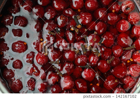Spiced Cherry Preserves Top-Down View Spiced Cherry Preserves Top-Down View 142167102