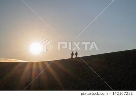 Silhouette of the Tottori Sand Dunes Silhouette of the Tottori Sand Dunes 142167231