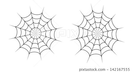 Spiderweb line art illustration set isolated on white background Spiderweb line art illustration set isolated on white background 142167555