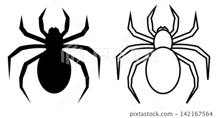 Spider silhouette and outline vector icon set for Halloween design Spider silhouette and outline vector icon set for Halloween design 142167564