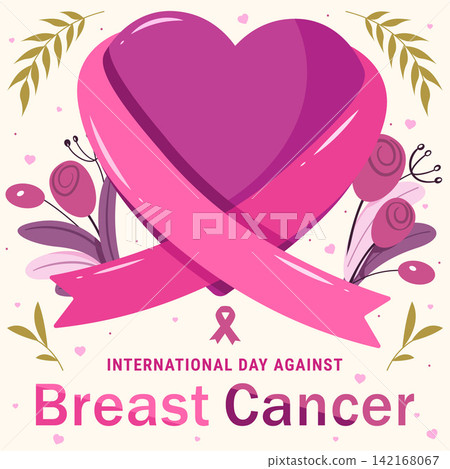 Breast Cancer Awareness Ribbon Heart Poster Breast Cancer Awareness Ribbon Heart Poster 142168067