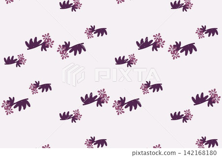 Wavy clover leaves and pompoms seamless background in purple Wavy clover leaves and pompoms seamless background in purple 142168180