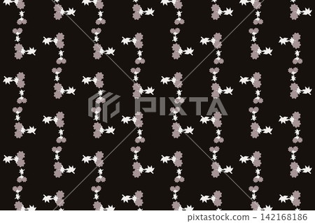 Minimal botanical pattern, toothed palmate leaves and roses on orange Minimal botanical pattern, toothed palmate leaves and roses on orange 142168186