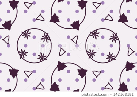 Purple botanical seamless pattern, leaves and daisies 142168191