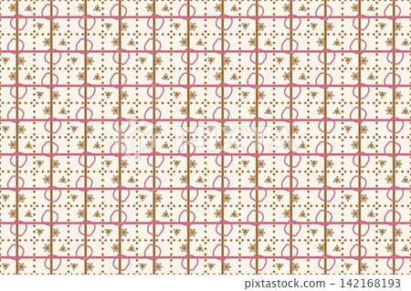 Seamless amber pattern of leaves and star flowers 142168193