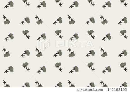 Seamless cream pattern of lobed clover leaves and daisies Seamless cream pattern of lobed clover leaves and daisies 142168195
