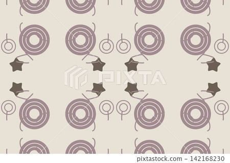 Seamless botanical pattern with tossed star flowers in greige Seamless botanical pattern with tossed star flowers in greige 142168230