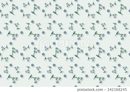 Seamless soft green pattern of lobed fern leaves and pompoms Seamless soft green pattern of lobed fern leaves and pompoms 142168245