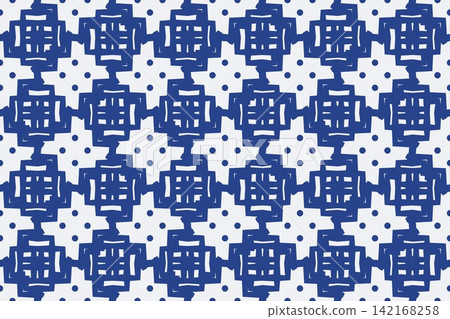 Pinwheel coiled spirals seamless background in blue 142168258