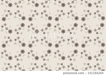 Seamless botanical pattern with scattered daisies in warm grey Seamless botanical pattern with scattered daisies in warm grey 142168264