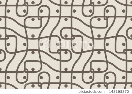 Hand drawn pinwheel interlocking lines seamless repeat pattern in mushroom Hand drawn pinwheel interlocking lines seamless repeat pattern in mushroom 142168270