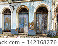 Old blue wooden doors 142168276