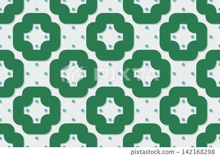 Modern geometric seamless tile, pinwheel maze lines in green Modern geometric seamless tile, pinwheel maze lines in green 142168298