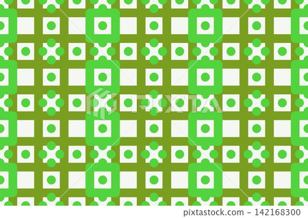 Hand drawn kaleidoscope maze lines seamless repeat pattern in green Hand drawn kaleidoscope maze lines seamless repeat pattern in green 142168300
