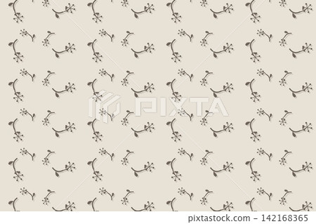 Greige botanical seamless pattern, wavy leaves and wildflowers Greige botanical seamless pattern, wavy leaves and wildflowers 142168365