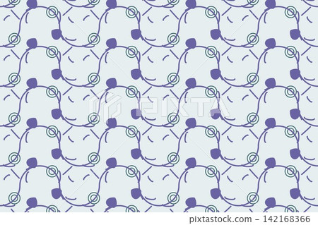 Seamless botanical pattern with leaves and star flowers in teal 142168366