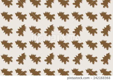 Minimal botanical pattern, scalloped palmate leaves and tulips on orange Minimal botanical pattern, scalloped palmate leaves and tulips on orange 142168368
