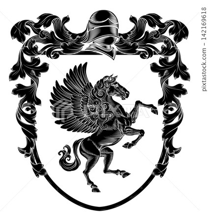 Coat of Arms Crest Pegasus Horse Heraldic Shield 142169618