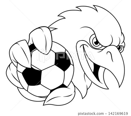 Eagle Falcon Hawk Raven Crow Soccer Ball Mascot Eagle Falcon Hawk Raven Crow Soccer Ball Mascot 142169619