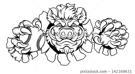 Boar Wild Hog Razorback Warthog Baseball Mascot Boar Wild Hog Razorback Warthog Baseball Mascot 142169631