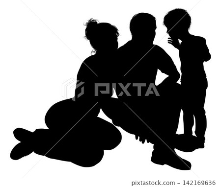 Silhouette Parents Couple Man Woman Child Silhouette Parents Couple Man Woman Child 142169636