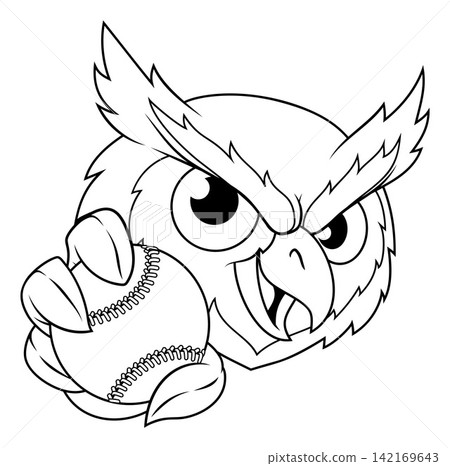 Owl Bird Softball Baseball Cartoon Team Mascot Owl Bird Softball Baseball Cartoon Team Mascot 142169643