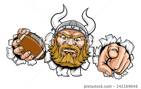 Viking American Football Ball Team Mascot Man Viking American Football Ball Team Mascot Man 142169648