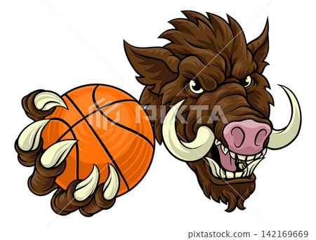 Boar Wild Hog Razorback Warthog Basketball Mascot Boar Wild Hog Razorback Warthog Basketball Mascot 142169669