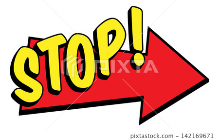 STOP Comic Book Pop Art Arrow Banner Graphic STOP Comic Book Pop Art Arrow Banner Graphic 142169671