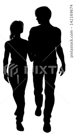 Silhouette Couple Man and Woman Silhouette Couple Man and Woman 142169674