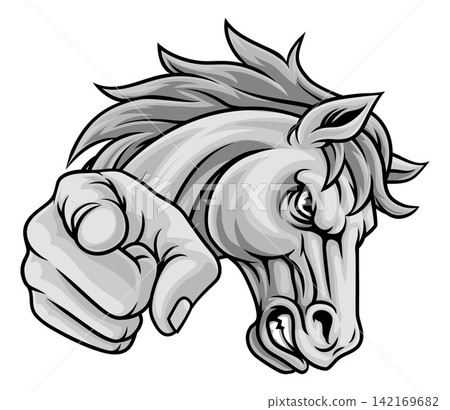 Horse Mustang Stallion Bronco Sports Team Mascot Horse Mustang Stallion Bronco Sports Team Mascot 142169682