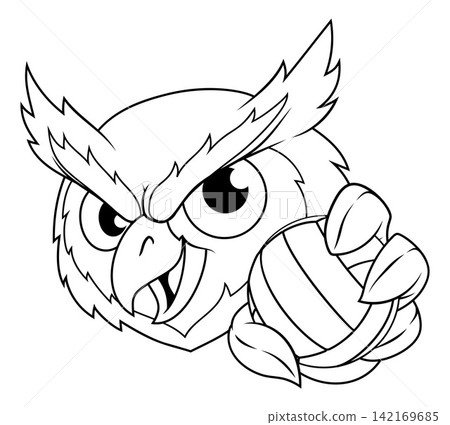 Owl Bird Volleyball Ball Cartoon Sport Team Mascot Owl Bird Volleyball Ball Cartoon Sport Team Mascot 142169685