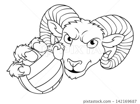 Ram Billy Mountain Goat Sheep Volleyball Mascot 142169687