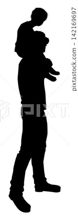 Silhouette Dad Father and Child Playing 142169697