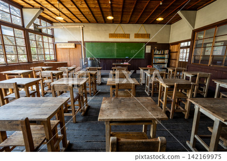 A nostalgic wooden school building classroom: A scene from the memorable Kata Branch School A nostalgic wooden school building classroom: A scene from the memorable Kata Branch School 142169975