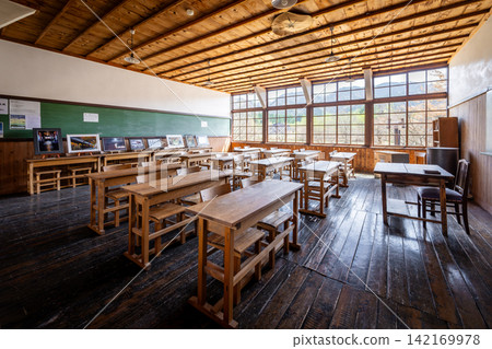 A nostalgic wooden school building classroom: A scene from the memorable Kata Branch School A nostalgic wooden school building classroom: A scene from the memorable Kata Branch School 142169978