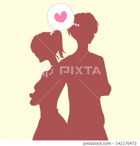 A man and woman standing back to back, fidgety, love, shadow art 142170472