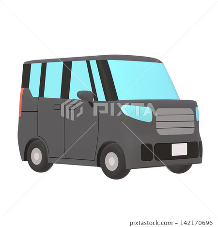 汽車插畫素材:風格化的小型高頂旅行車,黑色(1_4) 汽車插畫素材:風格化的小型高頂旅行車,黑色(1_4) 142170696