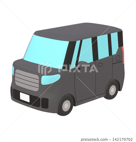 Car illustration material: stylized, small tall wagon, black (1_a) Car illustration material: stylized, small tall wagon, black (1_a) 142170702