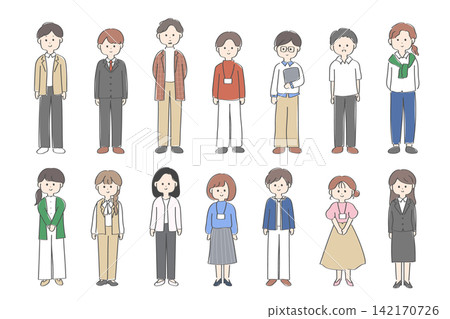 A set of simple and cute hand-drawn illustrations of working people. A set of simple and cute hand-drawn illustrations of working people. 142170726