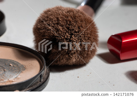 Used makeup tools and worn cosmetics: near-empty items reveal real routine and expiration cues Used makeup tools and worn cosmetics: near-empty items reveal real routine and expiration cues 142171076