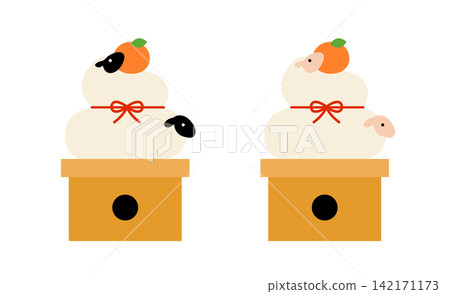 Illustration of a sheep-shaped Kagami Mochi (rice cake offering). Sheep, Year of the Sheep, Mochi, New Year's card, New Year's card material, Sheep, Cute, Simple, New Year, Lucky charm, New Year Illustration of a sheep-shaped Kagami Mochi (rice cake offering). Sheep, Year of the Sheep, Mochi, New Year's card, New Year's card material, Sheep, Cute, Simple, New Year, Lucky charm, New Year 142171173