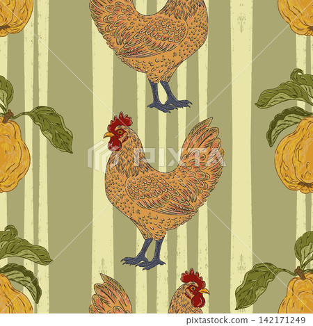 seamless pattern with colorful rooster seamless pattern with colorful rooster 142171249