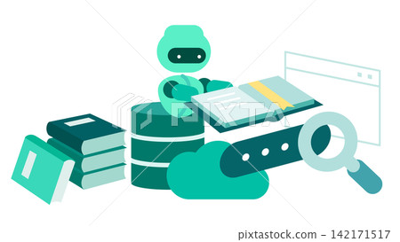 An illustration of an AI-powered internal search and knowledge management system that provides optimal answers from accumulated data to help eliminate reliance on individual expertise. An illustration of an AI-powered internal search and knowledge management system that provides optimal answers from accumulated data to help eliminate reliance on individual expertise. 142171517