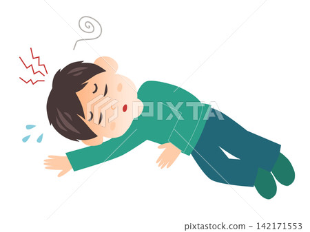 因中暑而倒塌的人的插圖 因中暑而倒塌的人的插圖 142171553