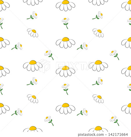 Seamless Daisy Flower Pattern on Pink Background Vector Seamless Daisy Flower Pattern on Pink Background Vector 142171664