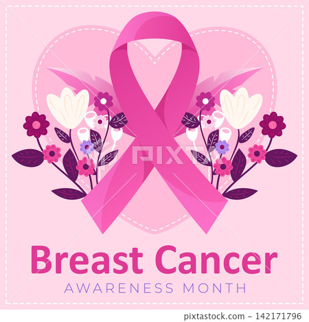 Pink Ribbon Breast Cancer Awareness Month Poster Pink Ribbon Breast Cancer Awareness Month Poster 142171796