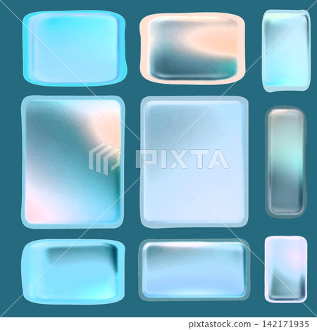 Holographic glass button icon with iridescent gradient Holographic glass button icon with iridescent gradient 142171935